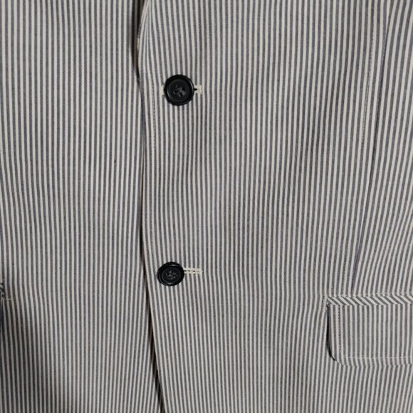 Izod Blue Preppy White Stripe Sport Coat Jacket Saltwater Size Large - Picture 3 of 13